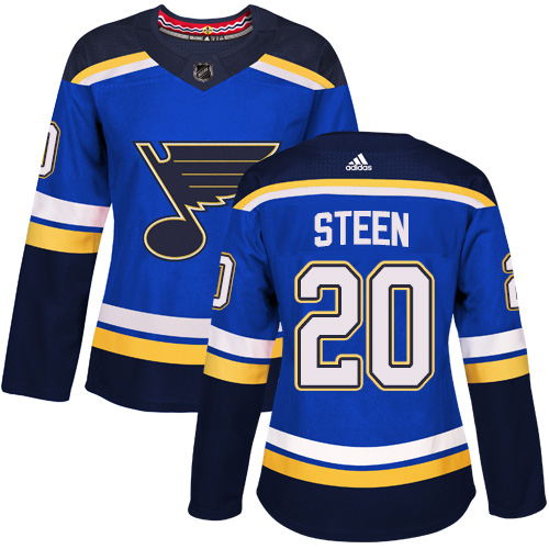 Adidas St.Louis Blues #20 Alexander Steen Blue Home Authentic Women Stitched NHL Jersey->women nhl jersey->Women Jersey